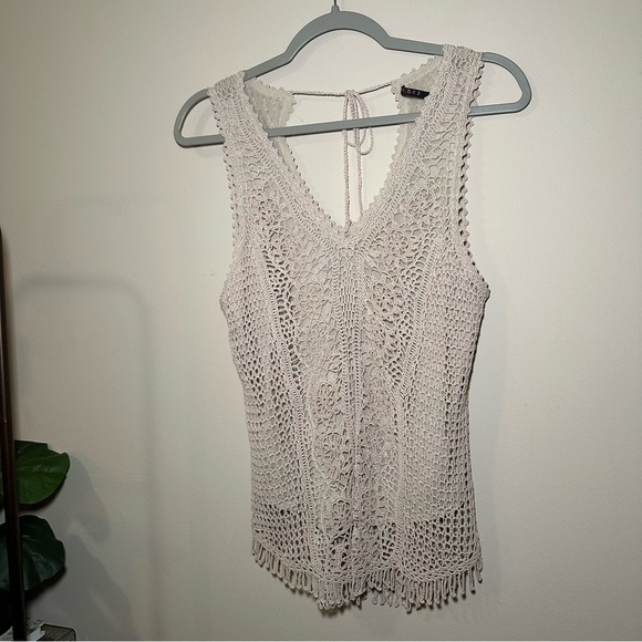 Cyrus Tan Crochet Vacation Resortwear Boho Top - Picture 3 of 16
